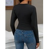 ZESICA Women’s Long Sleeve Cinched Waist Going Out Tops | Ruched Waist, Crewneck, Batwing, Stretchy, Chic Crop Top, 2026 Fall Fashion, Trendy Blouse, Y2K, Date Night, Business Casual(Black)