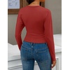 ZESICA Women’s Long Sleeve Cinched Waist Going Out Tops | Ruched Waist, Crewneck, Batwing, Stretchy, Chic Crop Top, 2026 Fall Fashion, Trendy Blouse, Y2K, Date Night, Business Casual(Darkred)