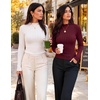 ZESICA Womens Mock Neck Fall Shirts Cable Knit Lightweight Long Sleeve Top | Slim Fit Basic Tee, Lightweight Soft Undershirts, Cute Casual Blouse, Fall Winter Fashion Outfits(White)