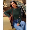 ZESICA Womens Mock Neck Fall Shirts Cable Knit Lightweight Long Sleeve Top | Slim Fit Basic Tee, Lightweight Soft Undershirts, Cute Casual Blouse, Fall Winter Fashion Outfits(Green)