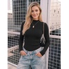 ZESICA Womens Mock Neck Fall Shirts Cable Knit Lightweight Long Sleeve Top | Slim Fit Basic Tee, Lightweight Soft Undershirts, Cute Casual Blouse, Fall Winter Fashion Outfits(Black)