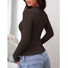 ZESICA Womens Mock Neck Fall Shirts Cable Knit Lightweight Long Sleeve Top | Slim Fit Basic Tee, Lightweight Soft Undershirts, Cute Casual Blouse, Fall Winter Fashion Outfits(Cofffe Brown)