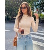 ZESICA Womens Mock Neck Fall Shirts Cable Knit Lightweight Long Sleeve Top | Slim Fit Basic Tee, Lightweight Soft Undershirts, Cute Casual Blouse, Fall Winter Fashion Outfits(Beige)