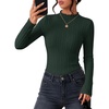 ZESICA Womens Mock Neck Fall Shirts Cable Knit Lightweight Long Sleeve Top | Slim Fit Basic Tee, Lightweight Soft Undershirts, Cute Casual Blouse, Fall Winter Fashion Outfits(Green)