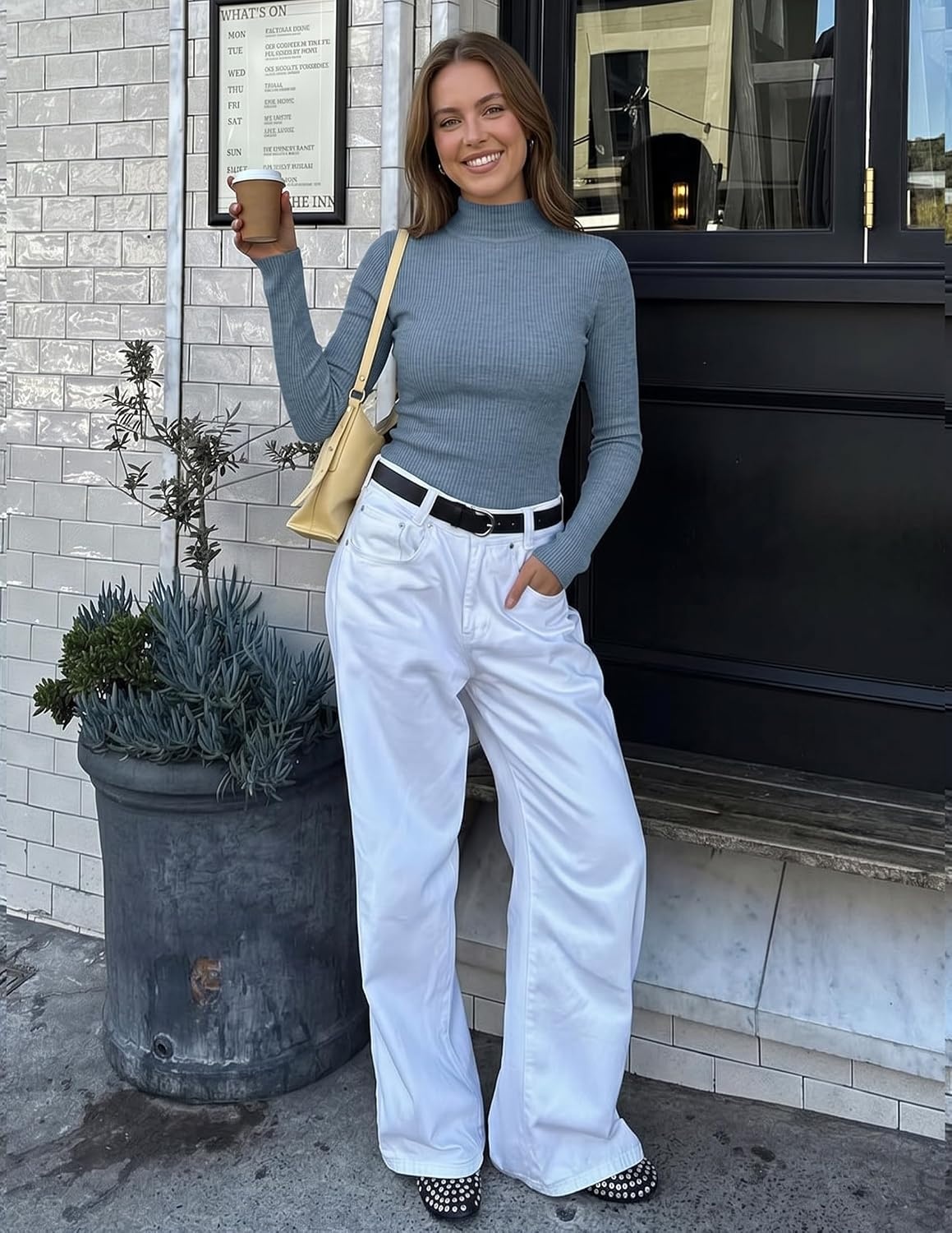 image:imageZESICA Womens 2026 Fall Long Sleeve Mock Neck Tops Going Out Knit Shirts Slim Fit TopsRibbed Sweater TopsStretchyLightweight2026 Casual Basic shirtsBusiness Casual OutfitsFashion ClothesDusty Blue