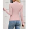 ZESICA Women’s 2026 Fall Long Sleeve Mock Neck Tops Going Out Knit Shirts | Slim Fit Tops,Ribbed Sweater Tops,Stretchy,Lightweight,2026 Casual Basic shirts,Business Casual Outfits,Fashion Clothes(Sakura Pink)
