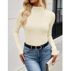 ZESICA Women’s 2026 Fall Long Sleeve Mock Neck Tops Going Out Knit Shirts | Slim Fit Tops,Ribbed Sweater Tops,Stretchy,Lightweight,2026 Casual Basic shirts,Business Casual Outfits,Fashion Clothes(Apricot)