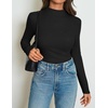 ZESICA Women’s 2026 Fall Long Sleeve Mock Neck Tops Going Out Knit Shirts | Slim Fit Tops,Ribbed Sweater Tops,Stretchy,Lightweight,2026 Casual Basic shirts,Business Casual Outfits,Fashion Clothes(Black)