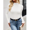 ZESICA Women’s 2026 Fall Long Sleeve Mock Neck Tops Going Out Knit Shirts | Slim Fit Tops,Ribbed Sweater Tops,Stretchy,Lightweight,2026 Casual Basic shirts,Business Casual Outfits,Fashion Clothes(White)