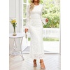 ZESICA Women’s Long Sleeve Floral Bodycon Dress 2026 Spring Fall Ruched Mesh Wedding Guest Cocktail Party Maxi Dresses(White)