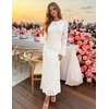 ZESICA Women’s Long Sleeve Floral Bodycon Dress 2026 Spring Fall Ruched Mesh Wedding Guest Cocktail Party Maxi Dresses(White)