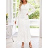 ZESICA Women’s Long Sleeve Floral Bodycon Dress 2026 Spring Fall Ruched Mesh Wedding Guest Cocktail Party Maxi Dresses(White)