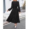 ZESICA Women’s Long Sleeve Swiss Dot Maxi Wedding Guest Dresses | Flowy A Line Boho Long Dress, Elegant Cocktail Party Holiday Church Dresses, Bridal Shower Going Out Clothes 2026(Black)