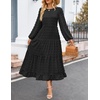 ZESICA Women’s Long Sleeve Swiss Dot Maxi Wedding Guest Dresses | Flowy A Line Boho Long Dress, Elegant Cocktail Party Holiday Church Dresses, Bridal Shower Going Out Clothes 2026(Black)