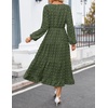 ZESICA Women’s Long Sleeve Swiss Dot Maxi Wedding Guest Dresses | Flowy A Line Boho Long Dress, Elegant Cocktail Party Holiday Church Dresses, Bridal Shower Going Out Clothes 2026(Army Green)