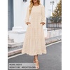 ZESICA Women’s Long Sleeve Swiss Dot Maxi Wedding Guest Dresses | Flowy A Line Boho Long Dress, Elegant Cocktail Party Holiday Church Dresses, Bridal Shower Going Out Clothes 2026(Beige)