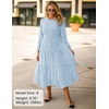 ZESICA Women’s Long Sleeve Swiss Dot Maxi Wedding Guest Dresses | Flowy A Line Boho Long Dress, Elegant Cocktail Party Holiday Church Dresses, Bridal Shower Going Out Clothes 2026(Light Blue)