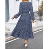 ZESICA Women’s Long Sleeve Swiss Dot Maxi Wedding Guest Dresses | Flowy A Line Boho Long Dress, Elegant Cocktail Party Holiday Church Dresses, Bridal Shower Going Out Clothes 2026(Dusty Blue)