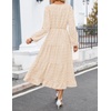 ZESICA Women’s Long Sleeve Swiss Dot Maxi Wedding Guest Dresses | Flowy A Line Boho Long Dress, Elegant Cocktail Party Holiday Church Dresses, Bridal Shower Going Out Clothes 2026(Beige)