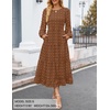 ZESICA Women’s Long Sleeve Swiss Dot Maxi Wedding Guest Dresses | Flowy A Line Boho Long Dress, Elegant Cocktail Party Holiday Church Dresses, Bridal Shower Going Out Clothes 2026(Brown)