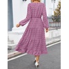 ZESICA Women’s Long Sleeve Swiss Dot Maxi Wedding Guest Dresses | Flowy A Line Boho Long Dress, Elegant Cocktail Party Holiday Church Dresses, Bridal Shower Going Out Clothes 2026(Purple)