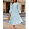 ZESICA Women’s Long Sleeve Swiss Dot Maxi Wedding Guest Dresses | Flowy A Line Boho Long Dress, Elegant Cocktail Party Holiday Church Dresses, Bridal Shower Going Out Clothes 2026(Sky)