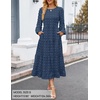ZESICA Women’s Long Sleeve Swiss Dot Maxi Wedding Guest Dresses | Flowy A Line Boho Long Dress, Elegant Cocktail Party Holiday Church Dresses, Bridal Shower Going Out Clothes 2026(Navy)