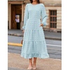ZESICA Women’s Long Sleeve Swiss Dot Maxi Wedding Guest Dresses | Flowy A Line Boho Long Dress, Elegant Cocktail Party Holiday Church Dresses, Bridal Shower Going Out Clothes 2026(Sky)