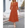 ZESICA Women’s Long Sleeve Swiss Dot Maxi Wedding Guest Dresses | Flowy A Line Boho Long Dress, Elegant Cocktail Party Holiday Church Dresses, Bridal Shower Going Out Clothes 2026(Brick Red)