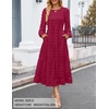 ZESICA Women’s Long Sleeve Swiss Dot Maxi Wedding Guest Dresses | Flowy A Line Boho Long Dress, Elegant Cocktail Party Holiday Church Dresses, Bridal Shower Going Out Clothes 2026(Wine Red)