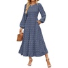 ZESICA Women’s Long Sleeve Swiss Dot Maxi Wedding Guest Dresses | Flowy A Line Boho Long Dress, Elegant Cocktail Party Holiday Church Dresses, Bridal Shower Going Out Clothes 2026(Dusty Blue)