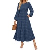 ZESICA Women’s Long Sleeve Swiss Dot Maxi Wedding Guest Dresses | Flowy A Line Boho Long Dress, Elegant Cocktail Party Holiday Church Dresses, Bridal Shower Going Out Clothes 2026(Navy)