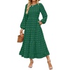 ZESICA Women’s Long Sleeve Swiss Dot Maxi Wedding Guest Dresses | Flowy A Line Boho Long Dress, Elegant Cocktail Party Holiday Church Dresses, Bridal Shower Going Out Clothes 2026(Green)