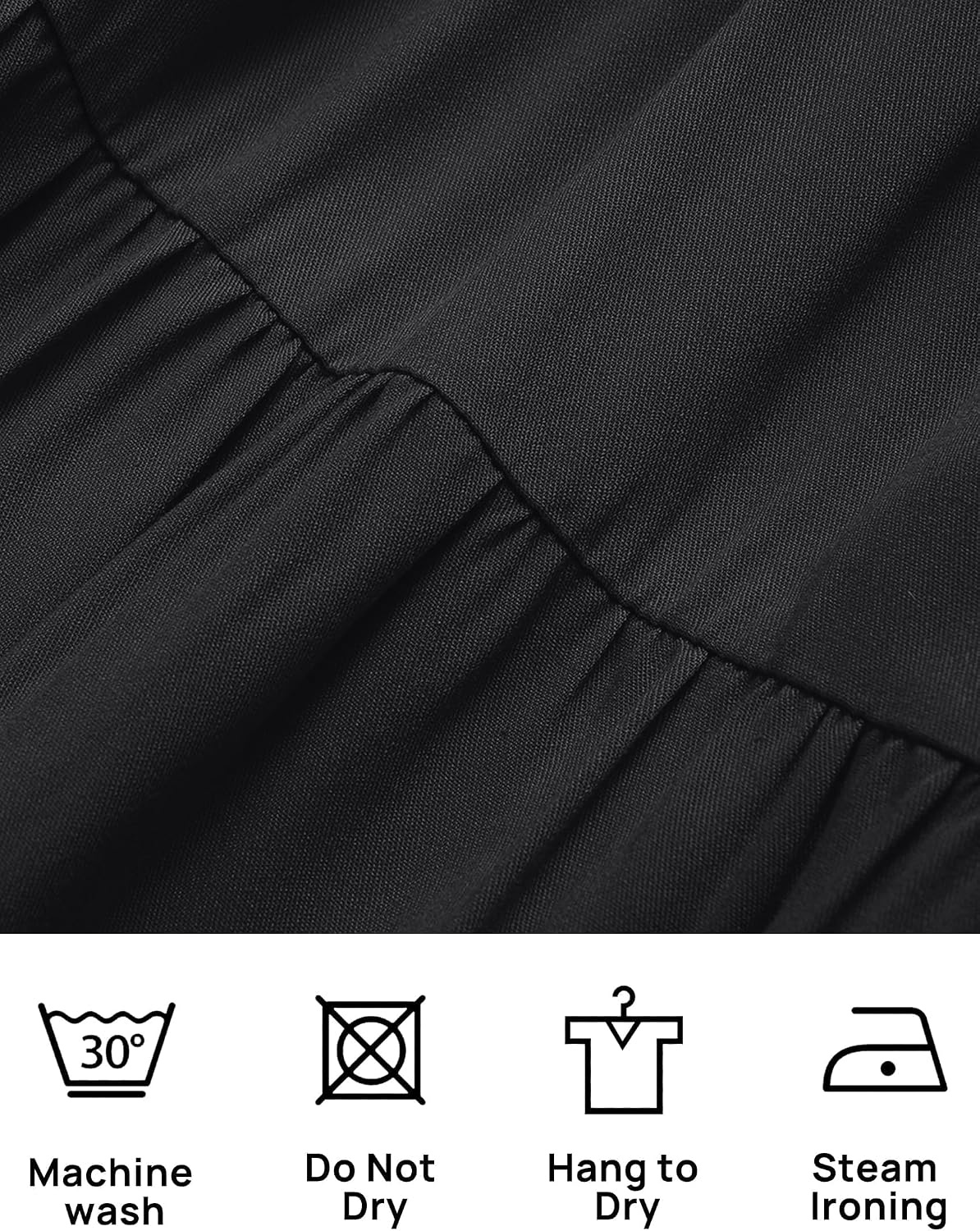 image:imageZESICA Womens 2026 Summer Casual Flutter Short Sleeve Smocked Midi Dress Crew Neck Elastic Waist Tiered Boho Flowy Dresses Soft Lightweight Fabric Beach Brunch Date PartyBlack