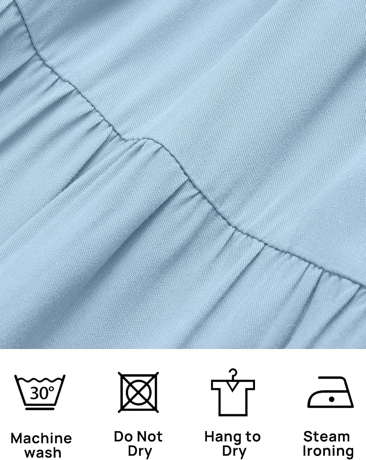image:imageZESICA Womens 2026 Summer Casual Flutter Short Sleeve Smocked Midi Dress Crew Neck Elastic Waist Tiered Boho Flowy Dresses Soft Lightweight Fabric Beach Brunch Date PartyBlue