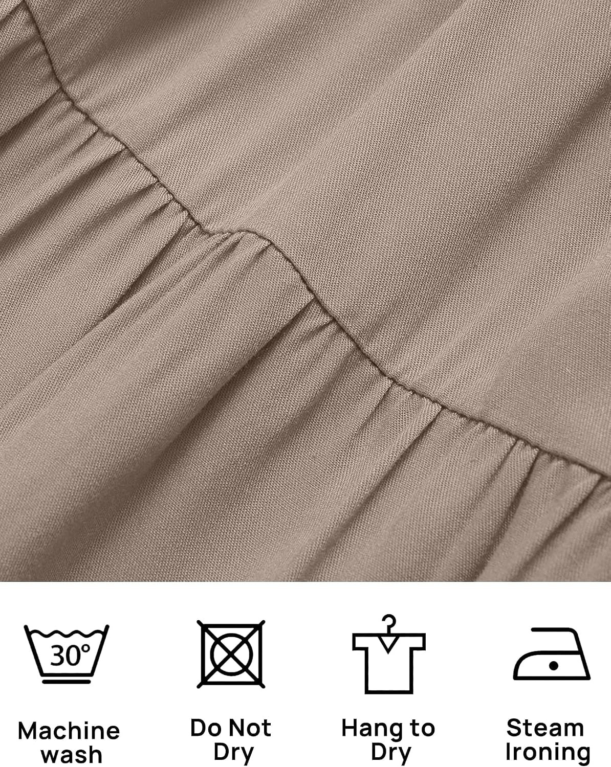 image:imageZESICA Womens 2026 Summer Casual Flutter Short Sleeve Smocked Midi Dress Crew Neck Elastic Waist Tiered Boho Flowy Dresses Soft Lightweight Fabric Beach Brunch Date PartyLight Khaki