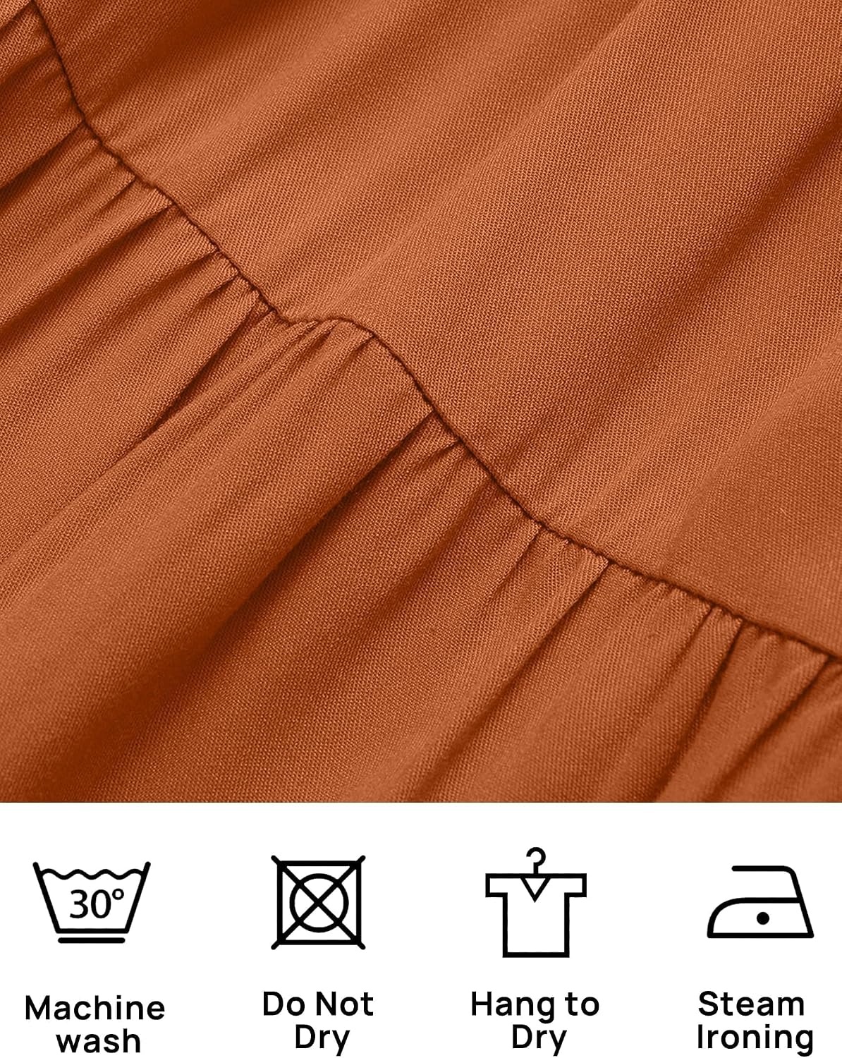 image:imageZESICA Womens 2026 Summer Casual Flutter Short Sleeve Smocked Midi Dress Crew Neck Elastic Waist Tiered Boho Flowy Dresses Soft Lightweight Fabric Beach Brunch Date PartyOrange