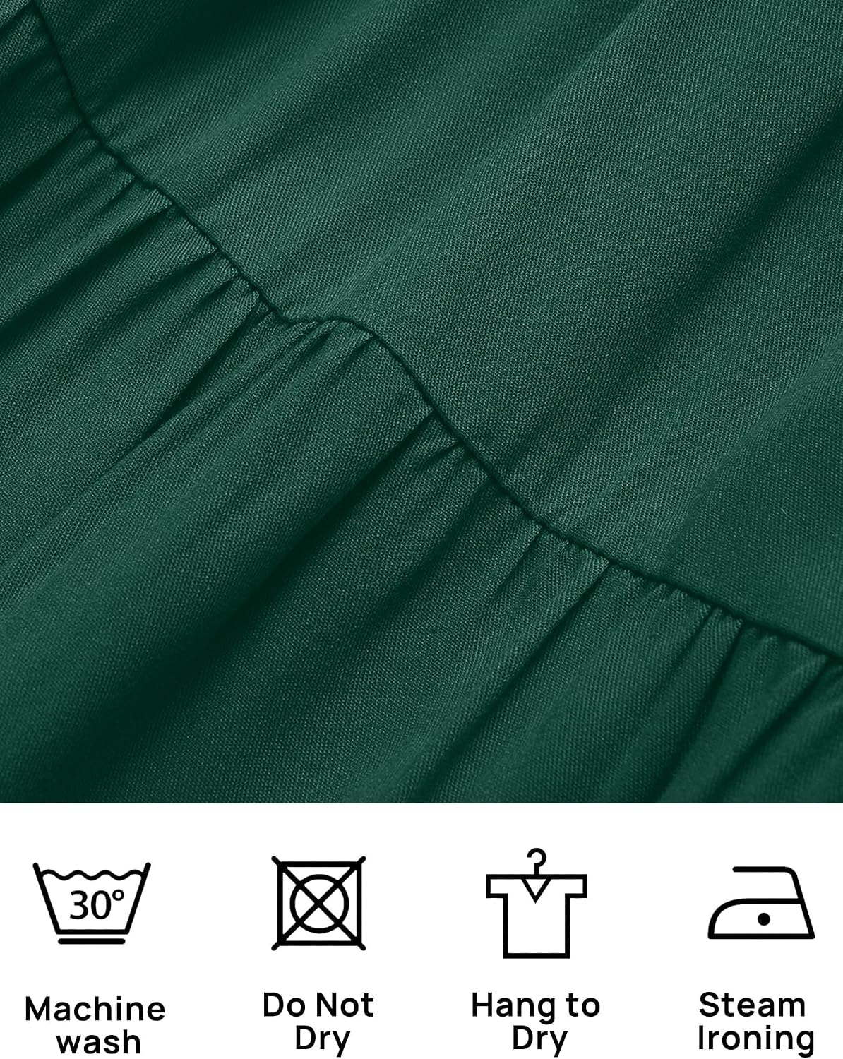 image:imageZESICA Womens 2026 Summer Casual Flutter Short Sleeve Smocked Midi Dress Crew Neck Elastic Waist Tiered Boho Flowy Dresses Soft Lightweight Fabric Beach Brunch Date PartyDark Green