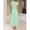 ZESICA Women’s 2026 Summer Casual Flutter Short Sleeve Smocked Midi Dress | Crew Neck, Elastic Waist, Tiered, Boho Flowy Dresses, Soft Lightweight Fabric, Beach Brunch Date Party(Mint)