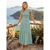 ZESICA Women’s 2026 Summer Casual Flutter Short Sleeve Smocked Midi Dress | Crew Neck, Elastic Waist, Tiered, Boho Flowy Dresses, Soft Lightweight Fabric, Beach Brunch Date Party(Sage)