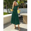 ZESICA Women’s 2026 Summer Casual Flutter Short Sleeve Smocked Midi Dress | Crew Neck, Elastic Waist, Tiered, Boho Flowy Dresses, Soft Lightweight Fabric, Beach Brunch Date Party(Dark Green)