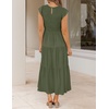 ZESICA Women’s 2026 Summer Casual Flutter Short Sleeve Smocked Midi Dress | Crew Neck, Elastic Waist, Tiered, Boho Flowy Dresses, Soft Lightweight Fabric, Beach Brunch Date Party(Army Green)