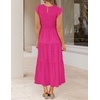 ZESICA Women’s 2026 Summer Casual Flutter Short Sleeve Smocked Midi Dress | Crew Neck, Elastic Waist, Tiered, Boho Flowy Dresses, Soft Lightweight Fabric, Beach Brunch Date Party(Rose)