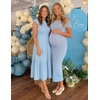 ZESICA Women’s 2026 Summer Casual Flutter Short Sleeve Smocked Midi Dress | Crew Neck, Elastic Waist, Tiered, Boho Flowy Dresses, Soft Lightweight Fabric, Beach Brunch Date Party(Blue)