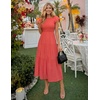 ZESICA Women’s 2026 Summer Casual Flutter Short Sleeve Smocked Midi Dress | Crew Neck, Elastic Waist, Tiered, Boho Flowy Dresses, Soft Lightweight Fabric, Beach Brunch Date Party(Watermelonred)