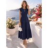ZESICA Women’s 2026 Summer Casual Flutter Short Sleeve Smocked Midi Dress | Crew Neck, Elastic Waist, Tiered, Boho Flowy Dresses, Soft Lightweight Fabric, Beach Brunch Date Party(Royal Blue)