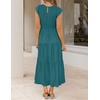 ZESICA Women’s 2026 Summer Casual Flutter Short Sleeve Smocked Midi Dress | Crew Neck, Elastic Waist, Tiered, Boho Flowy Dresses, Soft Lightweight Fabric, Beach Brunch Date Party(Teal Green)