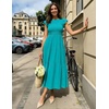 ZESICA Women’s 2026 Summer Casual Flutter Short Sleeve Smocked Midi Dress | Crew Neck, Elastic Waist, Tiered, Boho Flowy Dresses, Soft Lightweight Fabric, Beach Brunch Date Party(Peacock)