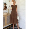 ZESICA Women’s 2026 Summer Casual Flutter Short Sleeve Smocked Midi Dress | Crew Neck, Elastic Waist, Tiered, Boho Flowy Dresses, Soft Lightweight Fabric, Beach Brunch Date Party(Coffee)