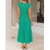 ZESICA Women’s 2026 Summer Casual Flutter Short Sleeve Smocked Midi Dress | Crew Neck, Elastic Waist, Tiered, Boho Flowy Dresses, Soft Lightweight Fabric, Beach Brunch Date Party(Green)